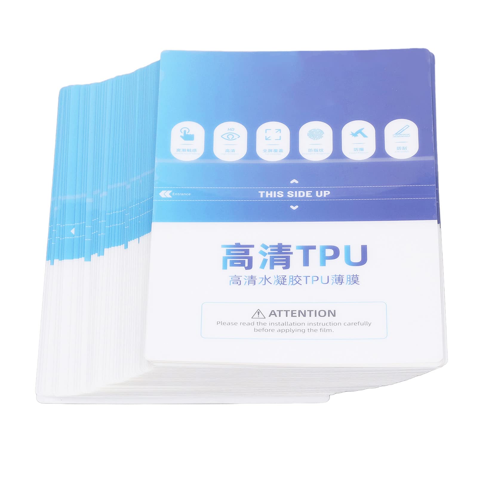 Película protectora de alta transmisión de luz con ajuste perfecto - 50 piezas Protector de pantalla transparente de película TPU para teléfonos móviles, relojes y cámaras -
