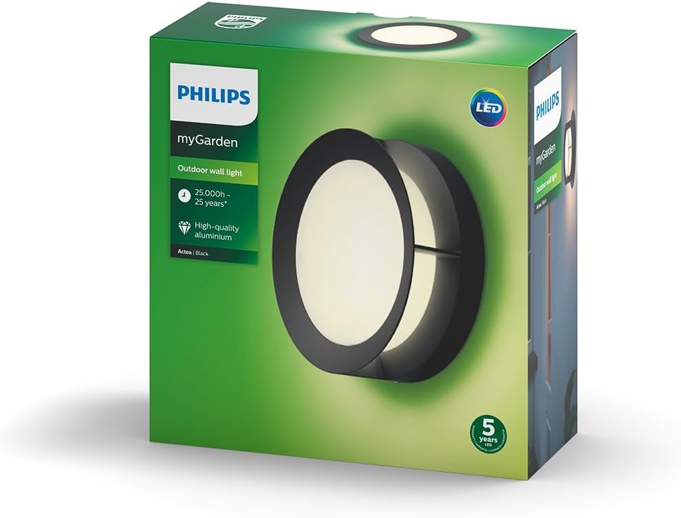 Philips myGarden Actea LED Wall Light, Black, 18.89 x 19 x 74 cm - Image 4