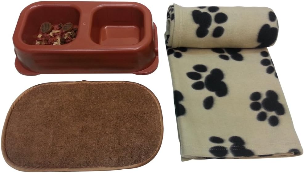 Pet Blanket - Double-Sided Pet Bowl - Pet Bowl Mat - Pet Accessories Set