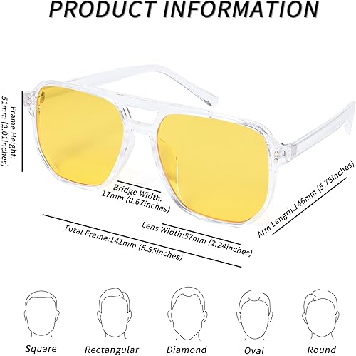 Miniatura 5 de FEISEDY Gafas de sol estilo aviador cuadradas retro para mujeres y hombres, vintage de los 70, marco de plástico de moda, B2835