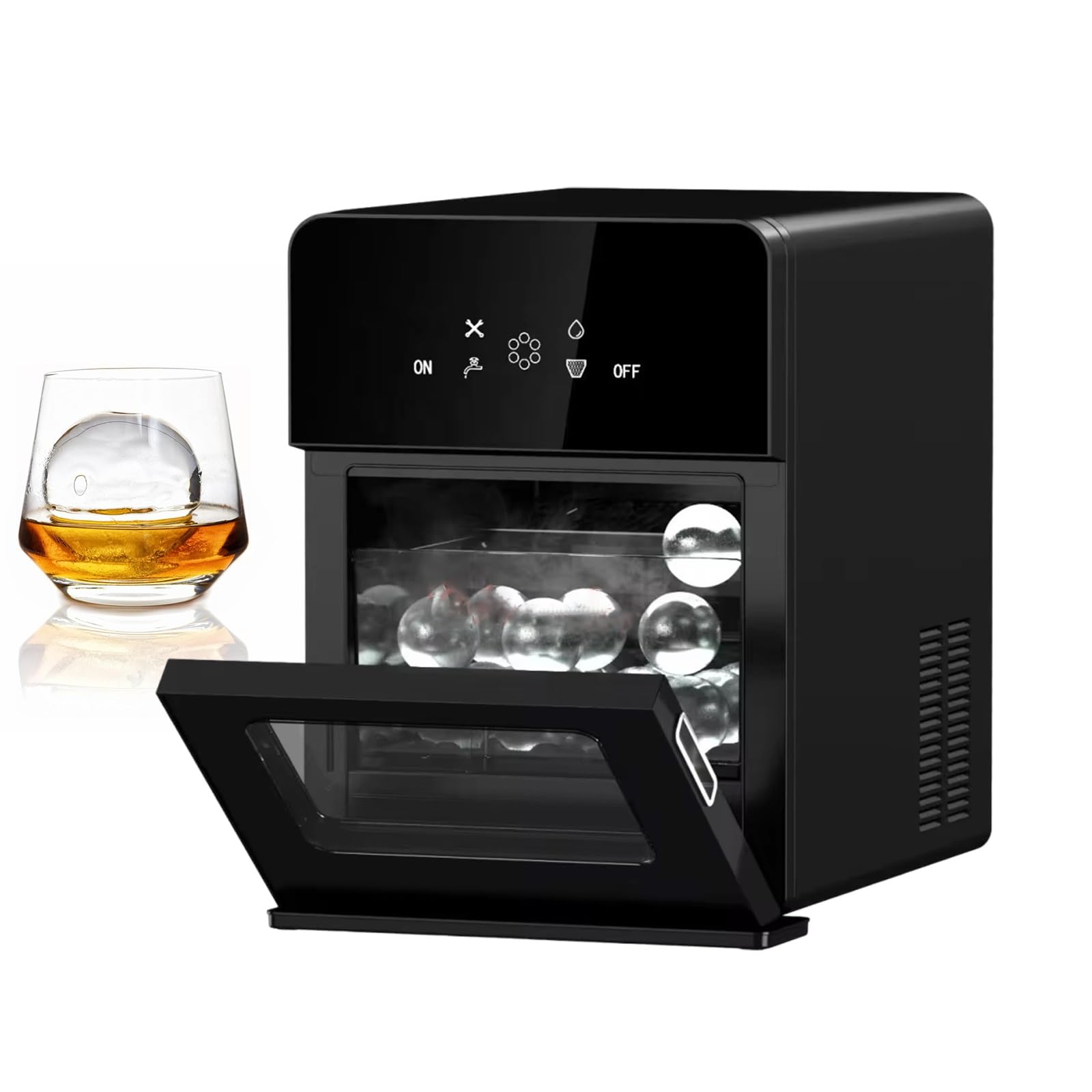 Genérico Máquina para Hacer Hielo con depósito de Agua de 1,7 L, Produce Bolas de Hielo Transparentes de 5 cm en 40 Minutos, Incluye 40 recipientes de Almacenamiento para Fiestas y cócteles.
