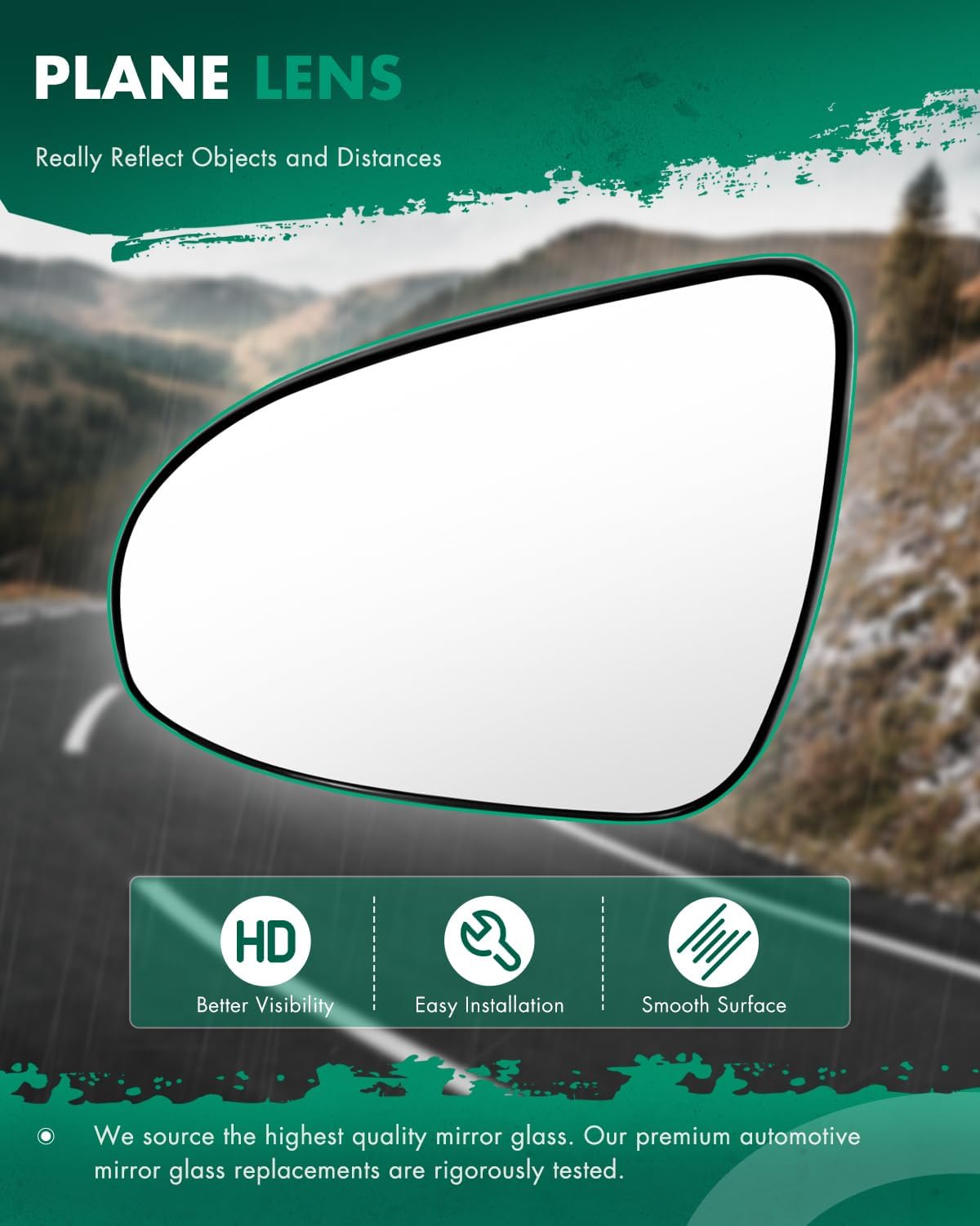 SCITOO Replacement Mirror Glass Driver Side Fit Compatible with 2012-2016 for Toyota Camry 2014-2016 for Toyota Corolla 2012-2017 for Toyota Yaris Heated Chrome