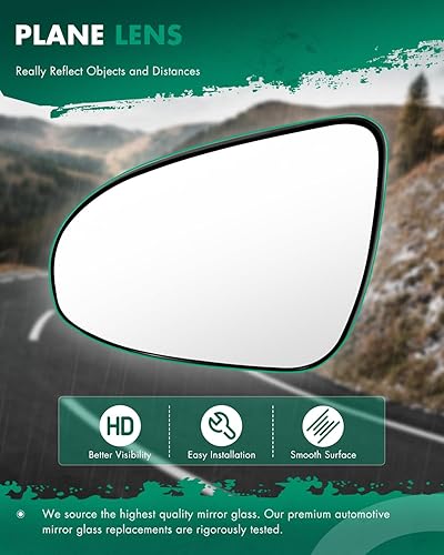 Miniatura 5 de SCITOO Espejo de repuesto para el lado del conductor, compatible con Toyota Camry 2012-2016 con calefacción, cromado, plano, espejo de remolque