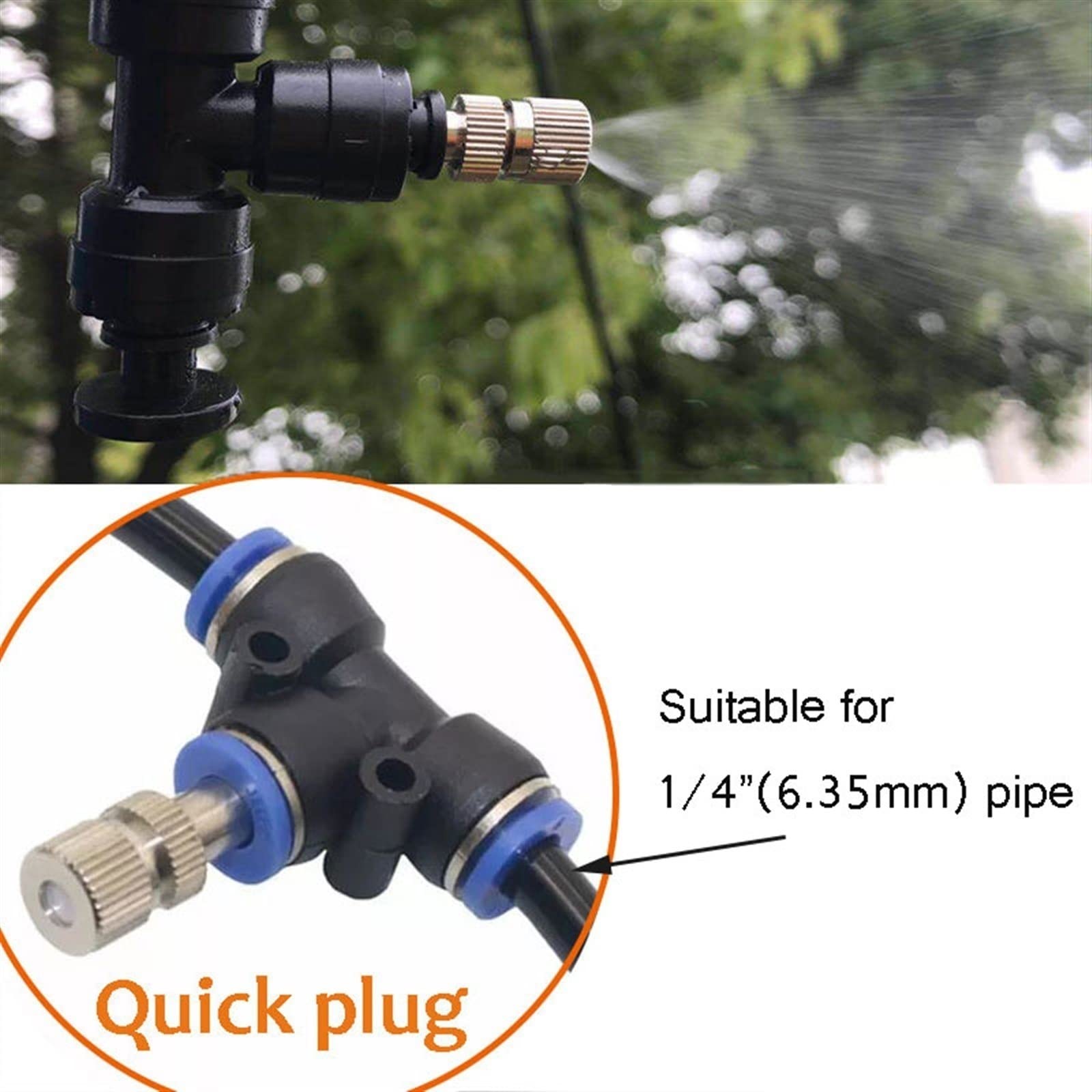 Kit di irrigazione a goccia, Kit sistema di raffreddamento a nebulizzazione for esterni, pompa silenziosa, ugelli in ottone, dimensioni multiple(Without Pump,6m tube+6nozzles)