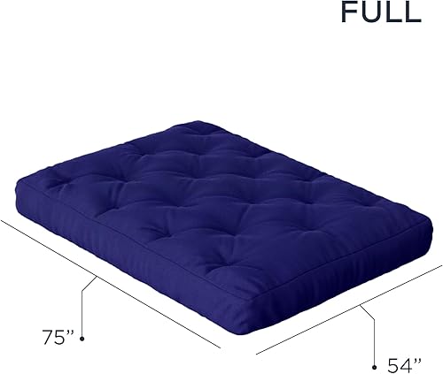 Miniatura 2 de Royal Sleep Products by The Futon Factory - Colchón de futón de espuma de 6 pulgadas, funda azul sólido, tamaño matrimonial, espumas certificadas