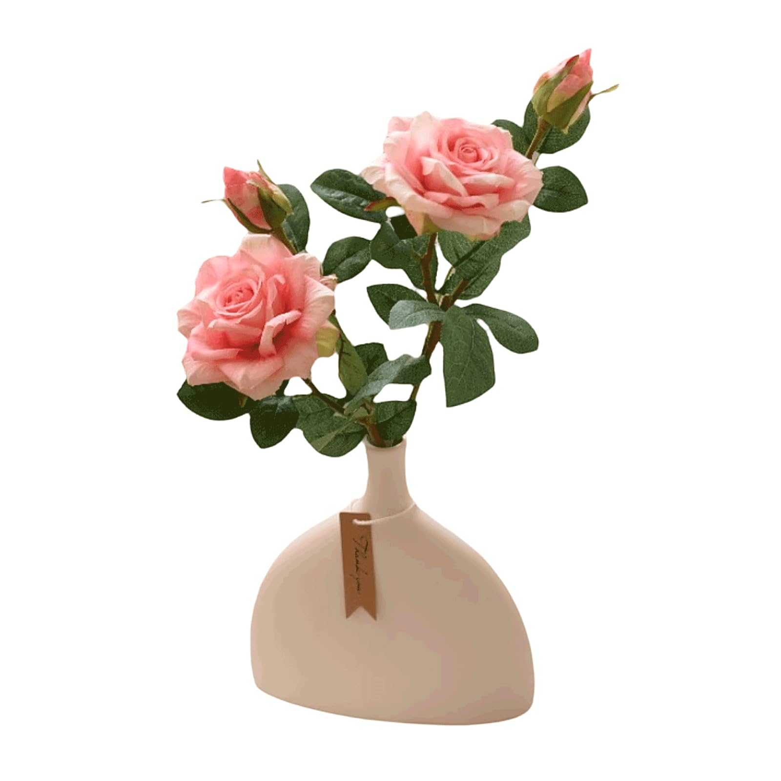 Realistico 2 Pezzi di Seta Rose Artificiali Fiori con Vaso in Ceramica sfumatura Finta Filler da Matrimoni Fiori Piccoli Fiori Finti pianta pianta Bellissimo