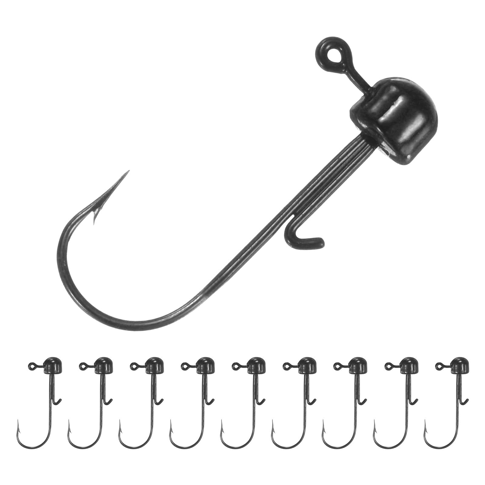 TIXIPEM 1/18 oz Ned Rig Jig Heads [10PCS] - Mushroom Head Shroom Jigs Use for Bass Fishing&Finesse Fishing - [Black-1.2IN] Jig Heads