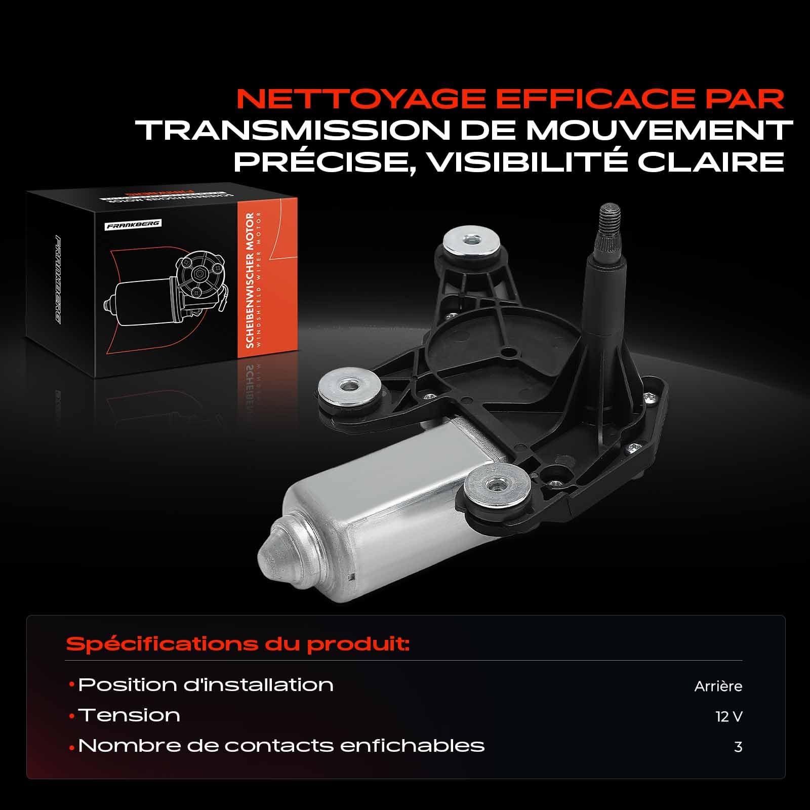 Frankberg Moteur d'essuie-glace arrière, 3 broches, 13163029