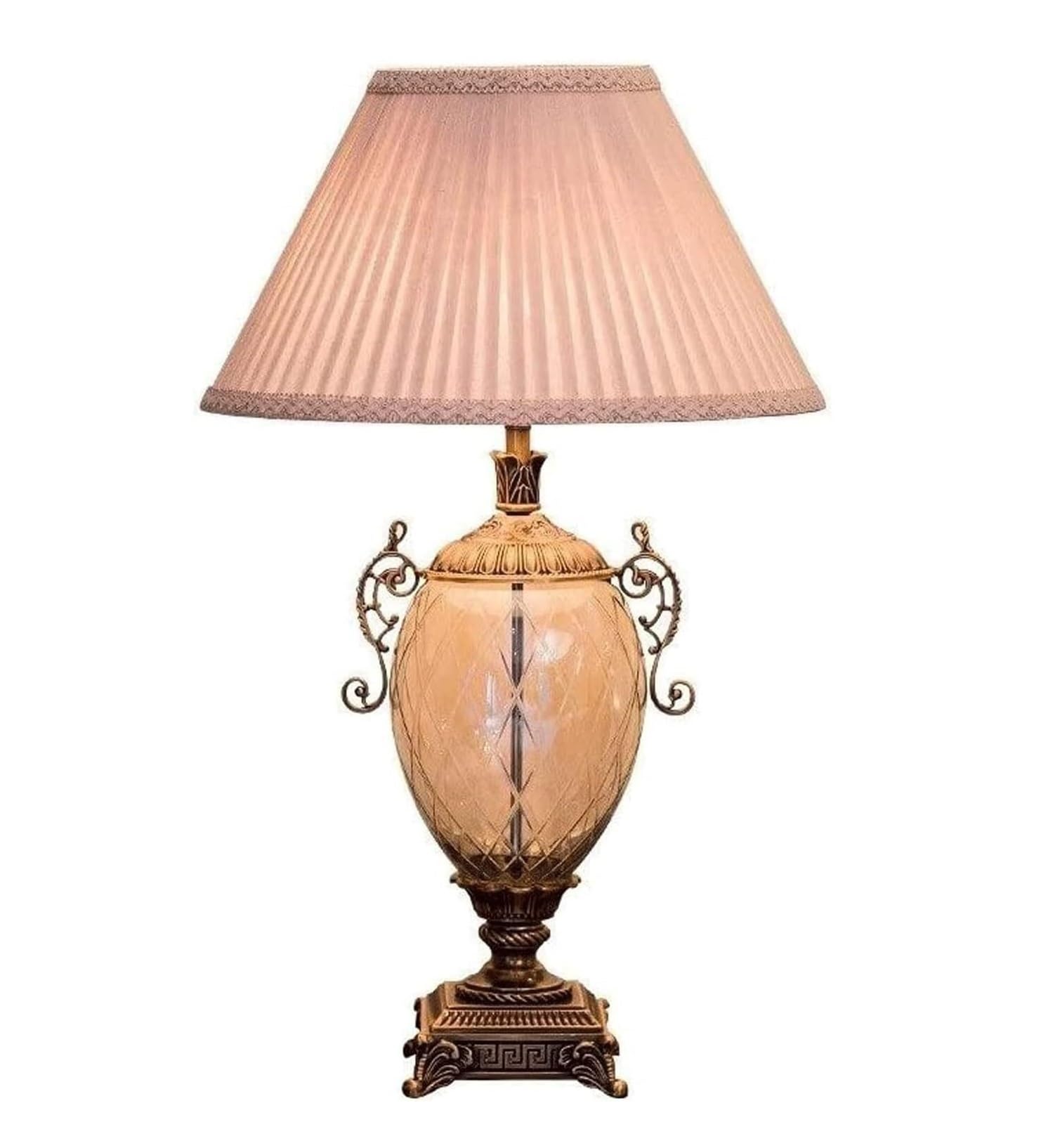 AZHKJKZH Table Lamp European Style Table Lamp Crystal Glass Bedside Fabric Lampshade Nightstand For Living Room Bedroom For Home