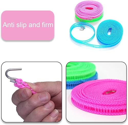 Miniatura 3 de Paquete de 3 tendedero portátil de 164ft línea de lavado antideslizante cuerda de secado para uso en exteriores e interiores en hoteles