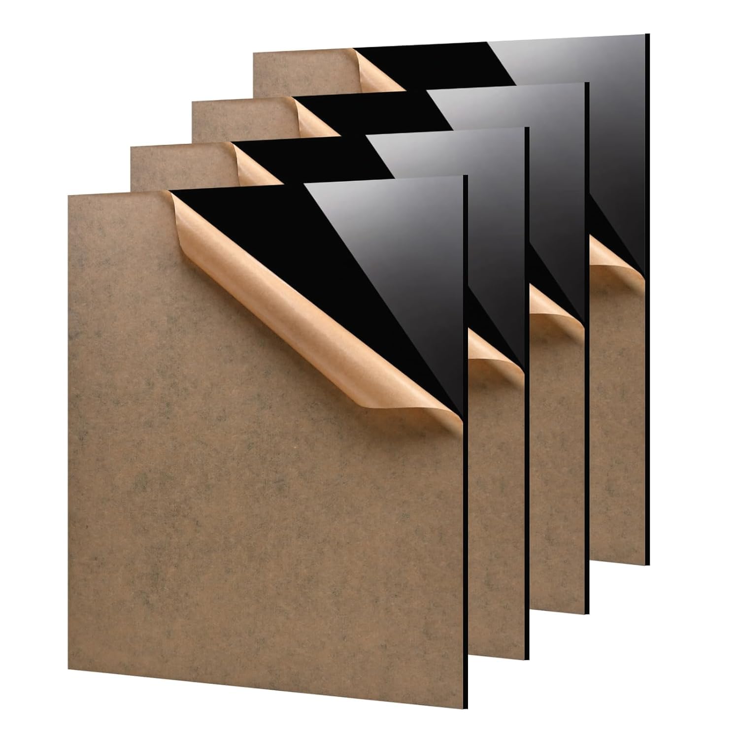 ZOFUN Set van 4 zwarte acrylplaten - 300 x 300 x 3 ± 0,5 mm - Inclusief beschermfolie - Kunststof platen voor borden, doe-het-zelf, display, schilderen