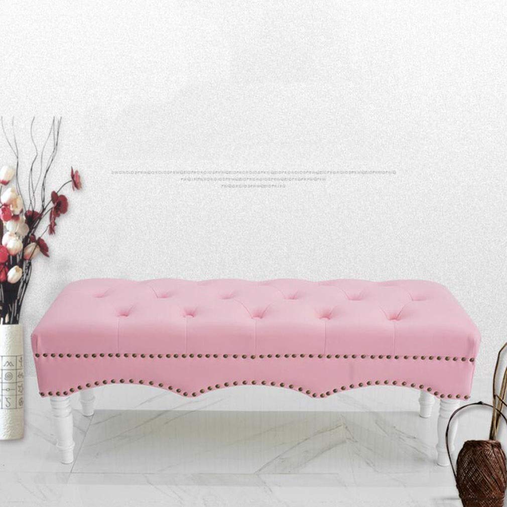 Pouf nordique de tabouret en cuir rose 75cm pour salon et assise de table basse