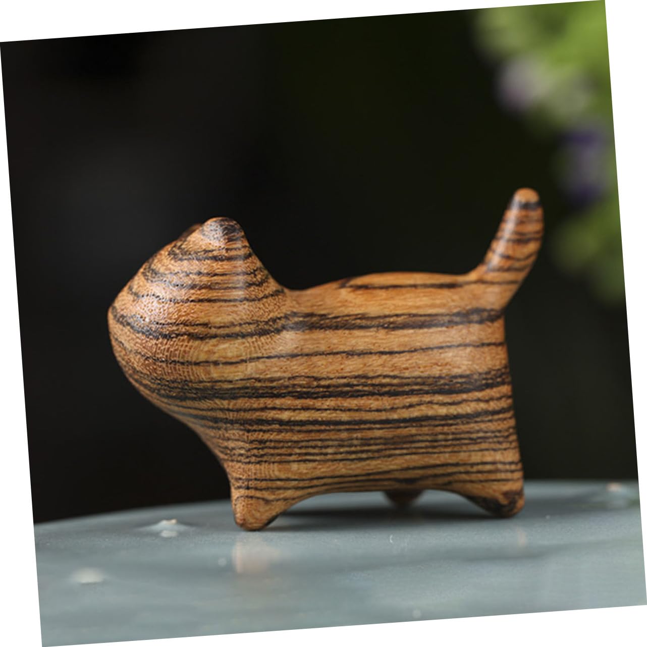 Cabilock 5 Piezas Adorno de Gato Tsundere Juguete leñoso Decoraciones de la casa para el hogar decoración Modelos Gato de Madera Decorativo Escultura Que cuida Gatos Gatito