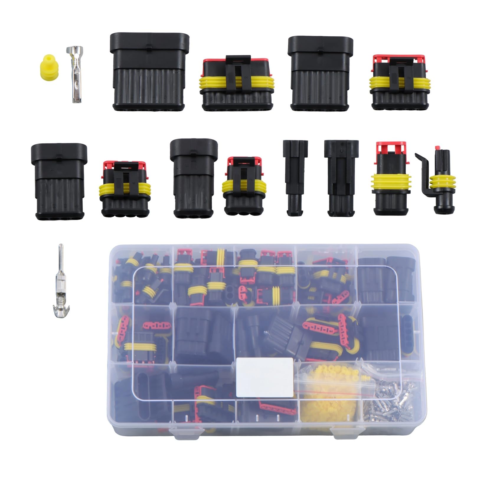 findmall Kit di 800 connettori elettrici da 1 a 6 pin, per cavi da 16 a 22 AWG | con spina, terminale e guarnizione, per cablaggio auto, camion, marina, moto