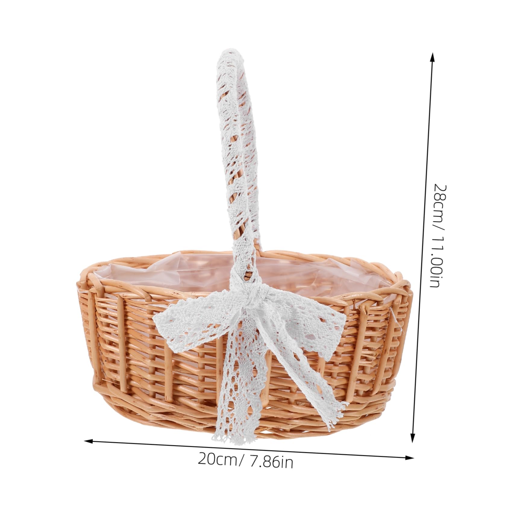 DECHOUS 1Pc Handmade Woven Basket with Lace Design Stylish Home Storage Basket for Organizing Sundries Magazines and Care Accessories Portable and Sturdy with Convenient Handle