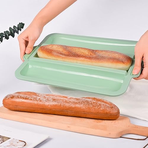 Miniatura 2 de Bandeja antiadherente de 3 cavidades para hornear pan largo de silicona molde para hornear pan de perro caliente molde para pan molde para hornear