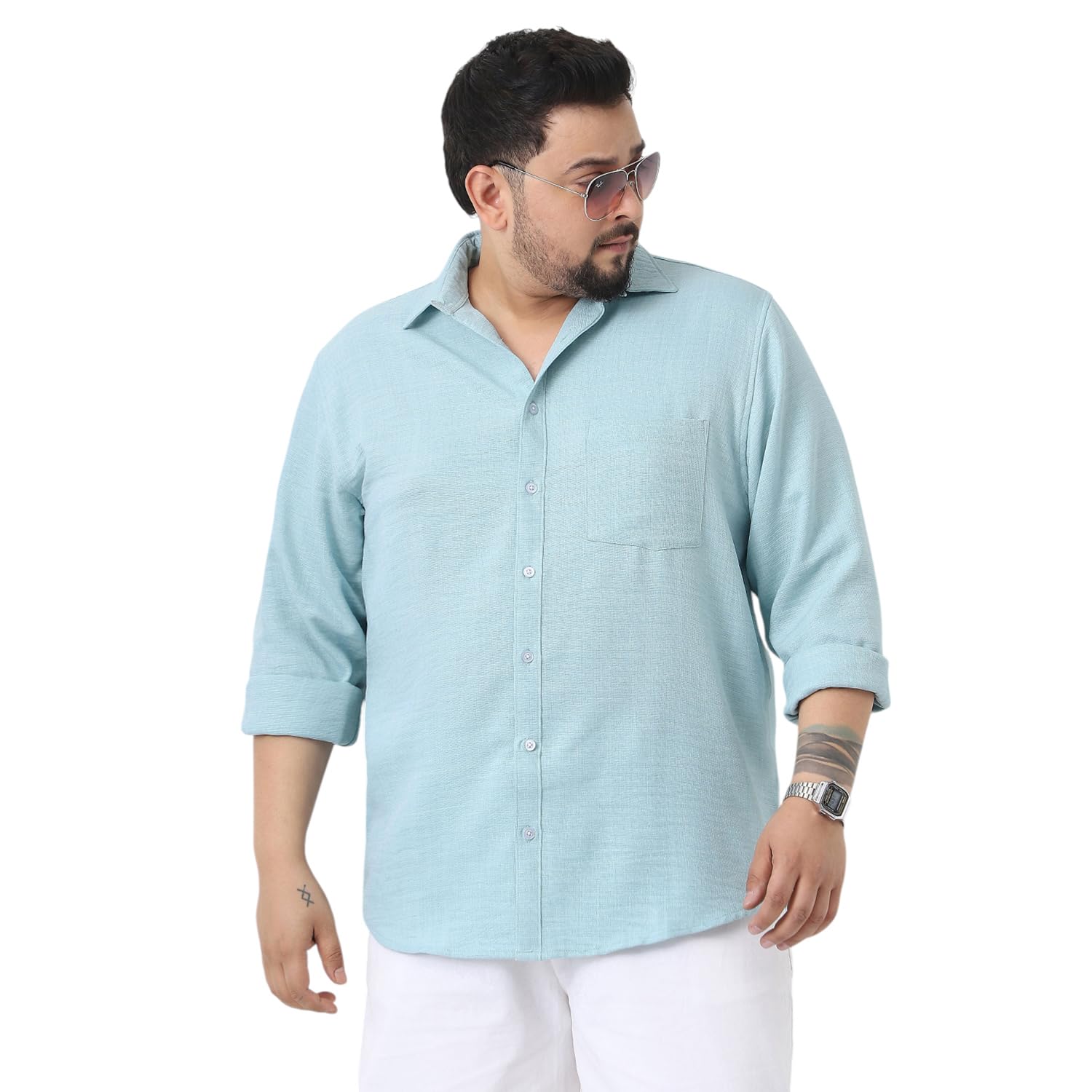 urbano plus Men's Linen Blend Full Sleeve Relaxed Fit Casual Solid Shirt-picture-25