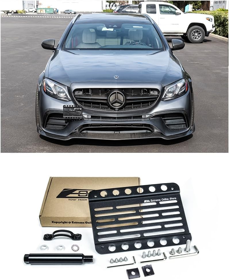 Extreme Online Store Replacement for 2017-Present Mercedes Benz W213 E-Class Models | EOS Plate Version 1 Front Bumper Tow Hook License Relocator Mount Bracket Tow-467 (Mid Size)