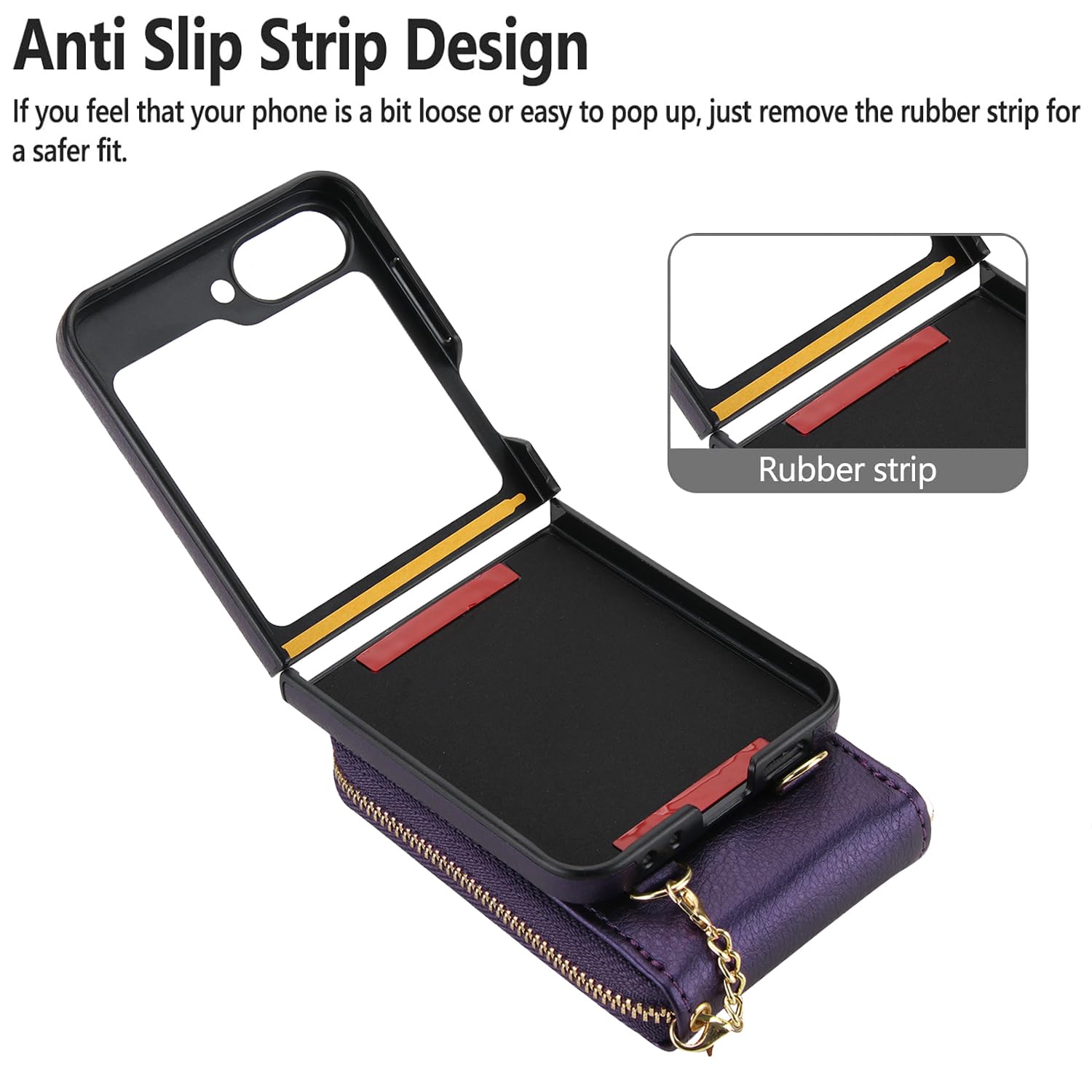 Asuwish Custodia per Samsung Galaxy Z Flip 6/Z Flip 7 FE 5G 2 in 1 Custodia magnetica a portafoglio con tracolla a tracolla blocco RFID porta carte di credito Z6 G Flip6 ZFlip Flip7 da donna viola