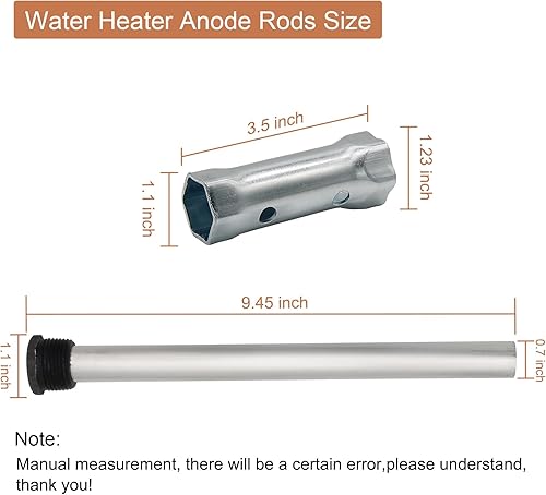 Miniatura 2 de 2 varillas de ánodo para calentador de agua RV y enchufe de 1-116 pulgadas, calentador de agua para cámper, varilla de ánodo de aluminiozinc, rosca