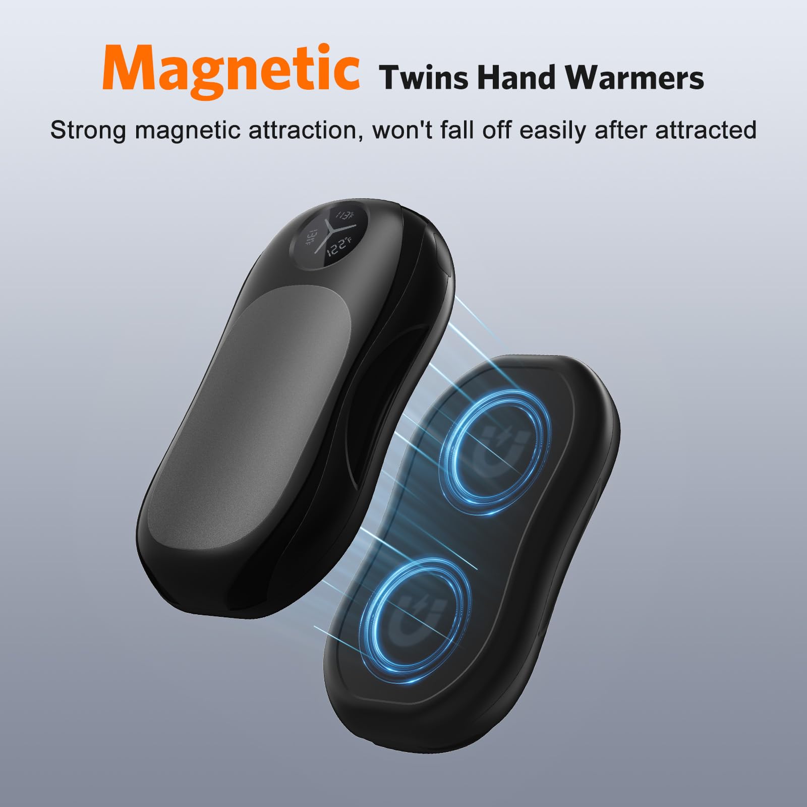 WHATOOK AI Hand Warmers Rechargeable: Magnetic 2 in 1 Electric Hand Warmers with USB Charging, Portable Reusable Pocket Heater, Gifts for Outdoors, Golfing, Hunting and Camping (Black)