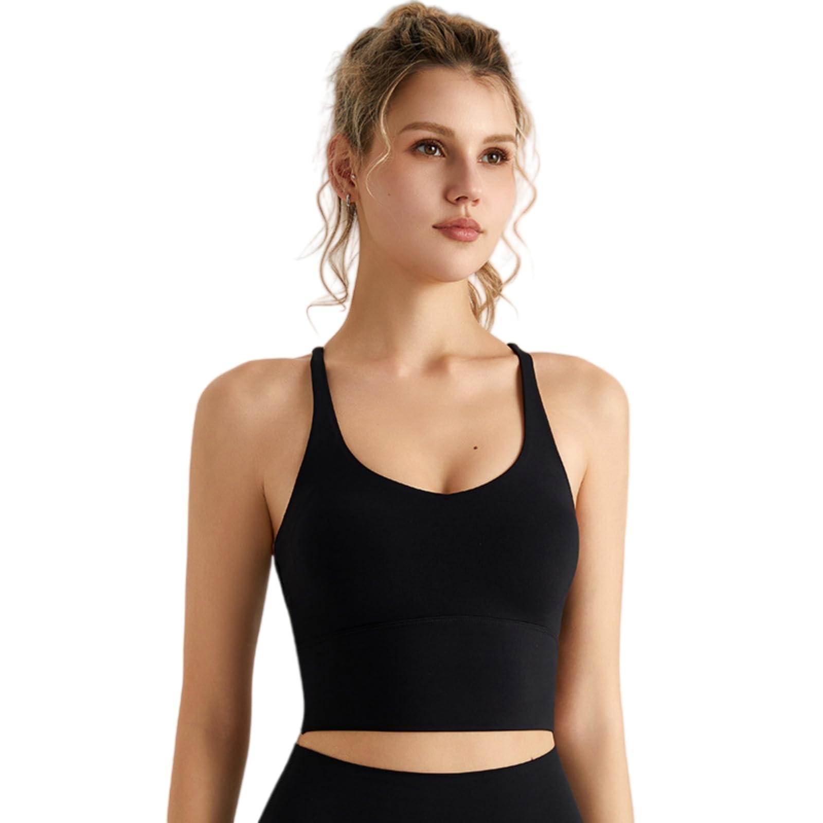 CHENSHI Sujetador Deportivo Mujer Ropa Exterior Integrada Deporte De La Tank Top - Fitness Anti-Shock Cross-Back Hermosa Espalda Yoga Interior-White-m