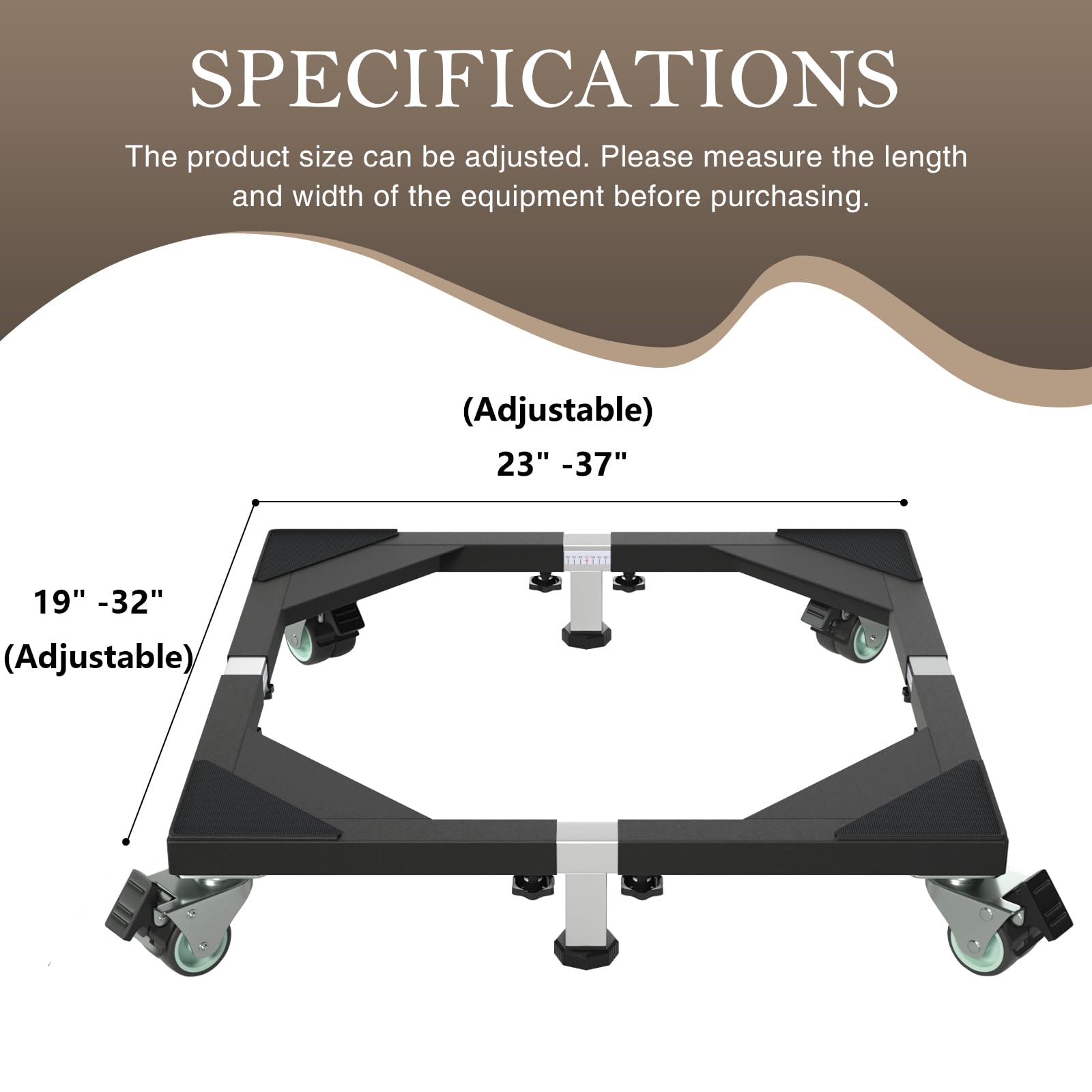 Zsytbyyds All Steel Mobile Base Heavy Duty Furniture Dolly Adjustable Mini Fridge Stand Washing Machine Stand Furniture Dolly For Washer - View #9