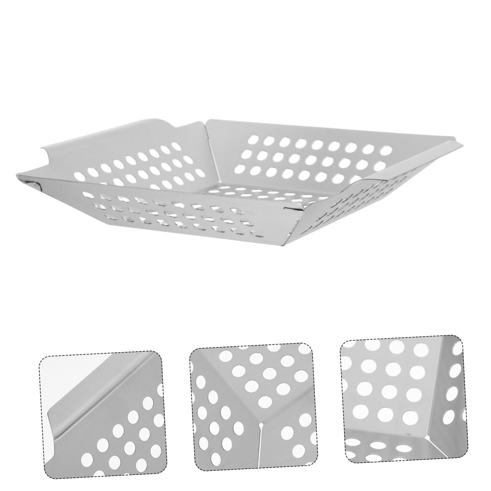 Levemolo Stainless Steel Veggie Grill Basket Outdoor Grill Baking Pan Grill Prep Trays Steel Bbq Grill Accessories