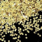 Larrel Lentejuelas de estrella dorada, 6 mm, dos 40 g, mini lentejuelas bordadas con agujeros para coser, material de PVC, lentejuelas, decoración de mesa para costura, manualidades, bisutería y