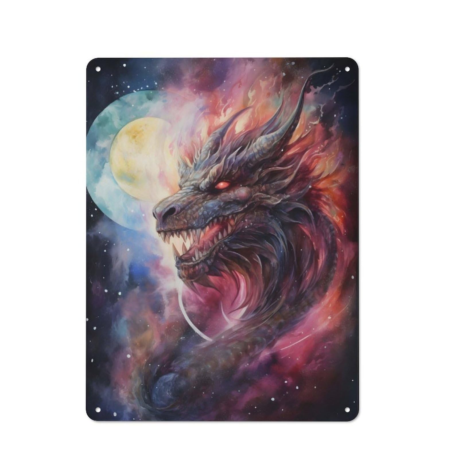 Junmoney Dragon Manifestation Rustic Tin Sign 40X30cm For Café Or Restaurant, A Decorative Christmas Gift For Hospitality Interior Collectors