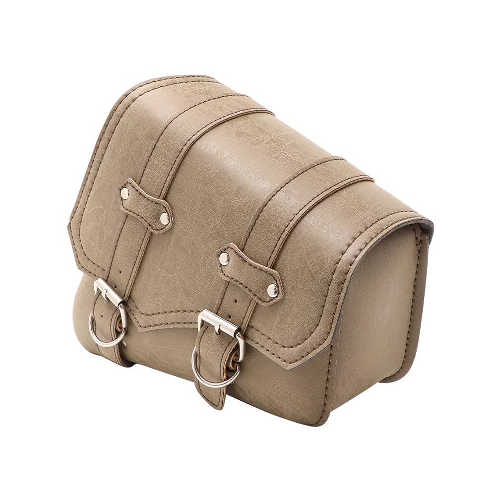 Sacoche de Selle de Moto en Cuir PU Universal Motos Sacs à Outils Kaki