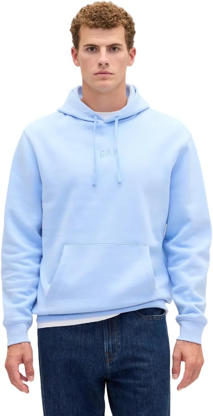 GAP Mens Mini Logo Relaxed Pullover Hoodie Wind Blue S