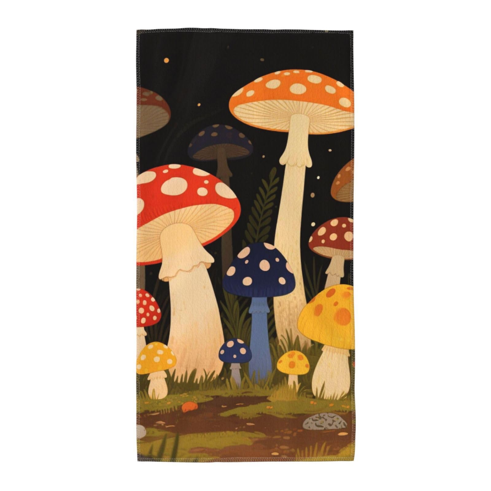 FekiLoot Absorbent Hand Towels 12"X24" Decorative Bathroom Towel Soft Microfiber Face Towel Vintage Mushrooms Dish Kitchen Towels for Bathroom Kitchen Hotel Spa Bath Towels