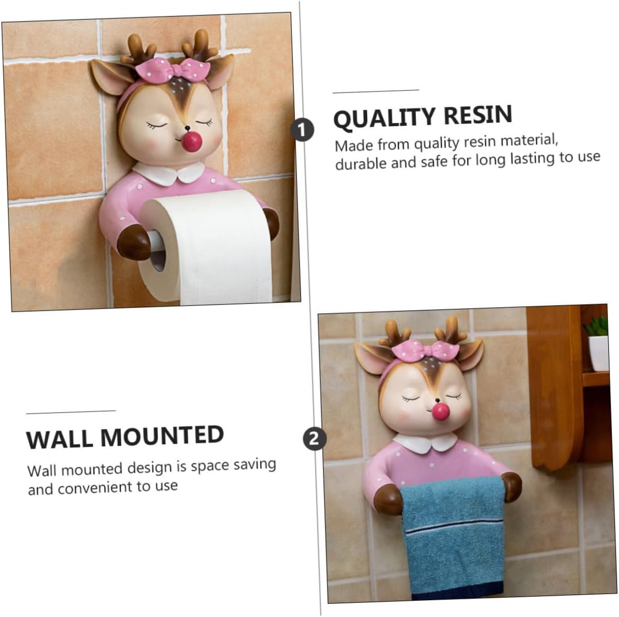 1pc Cute Wall-Mounted Tissue Storage Rack for Bathroom Space-Saving Toilet Paper Holder for Kitchen and Bathroom Use Fits All Roll