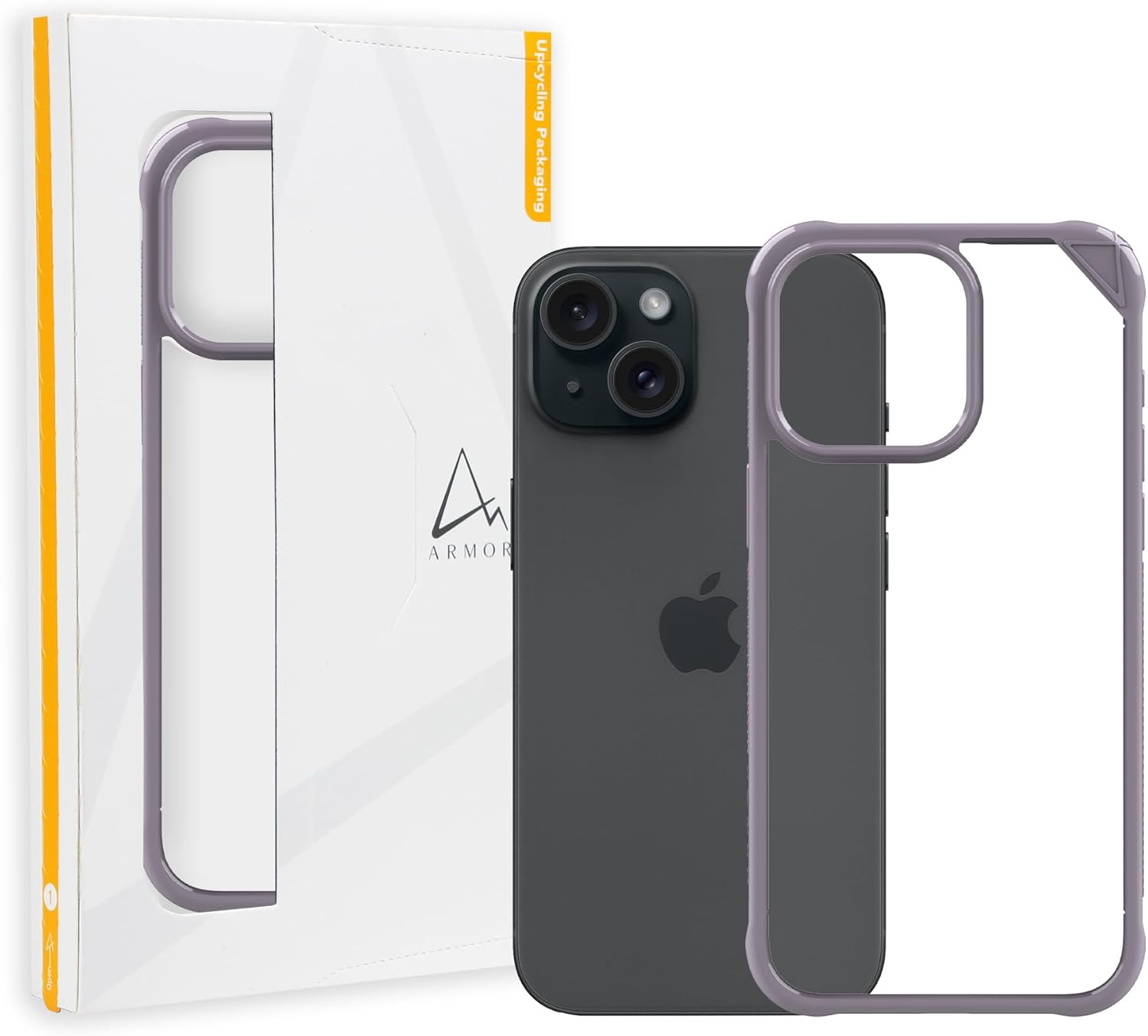 ARMOR Signature PRO Case for iPhone 15 (Smoky Purple with Orange Tape)