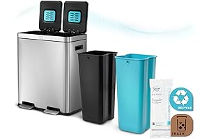 Dual Trash Can | Home Zone Living Kitchen Trash Can | 15.8 Gallon Capacity