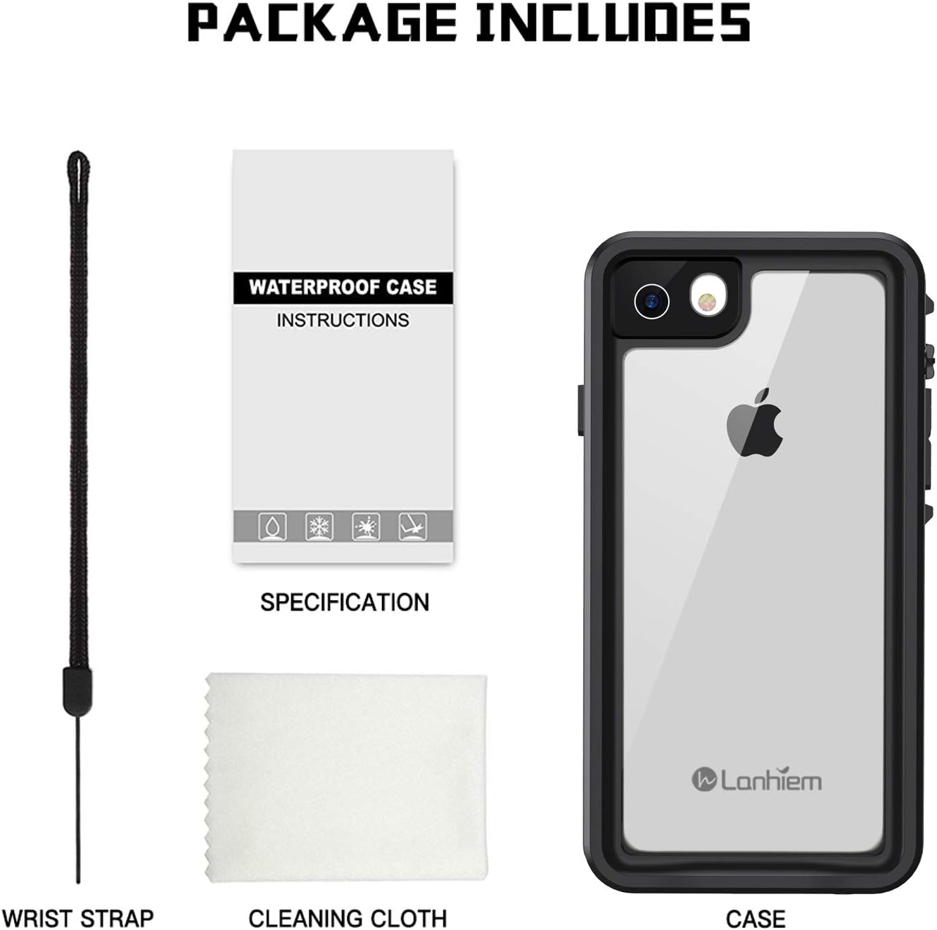 Lanhiem for iPhone SE 2022/2020 Case, for iPhone 7 8 Case, IP68 Waterproof Dustproof Shockproof Case with Built-in Screen Protector, Full Body Underwater Protective Cover for iPhone SE 2nd 3rd (Pink)