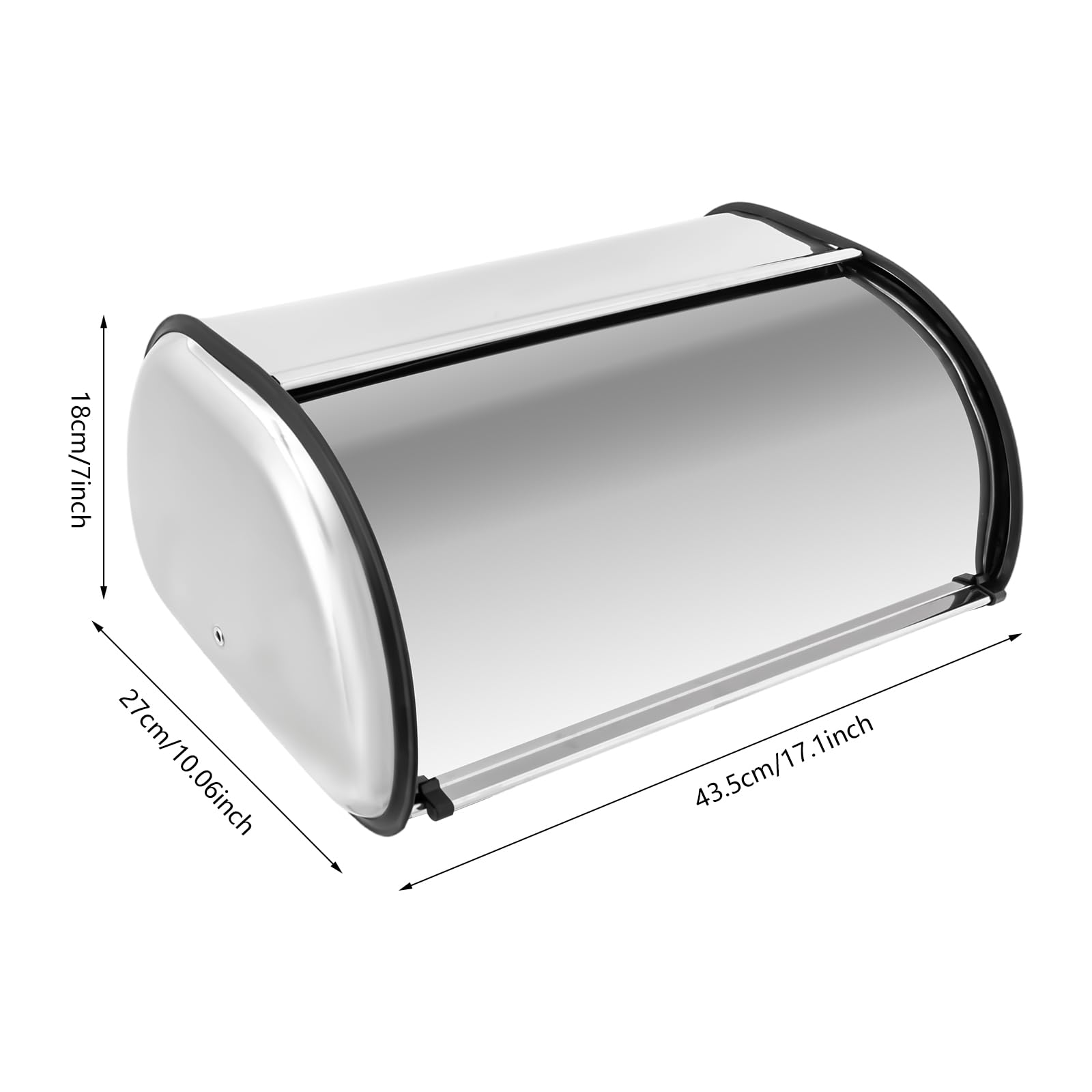 Contenitore per pane in acciaio inox 410, con coperchio arrotolabile, resistente alle zanzare, per pane, pane, pane, biscotti, pane, 43,5 x 27 x 18 cm