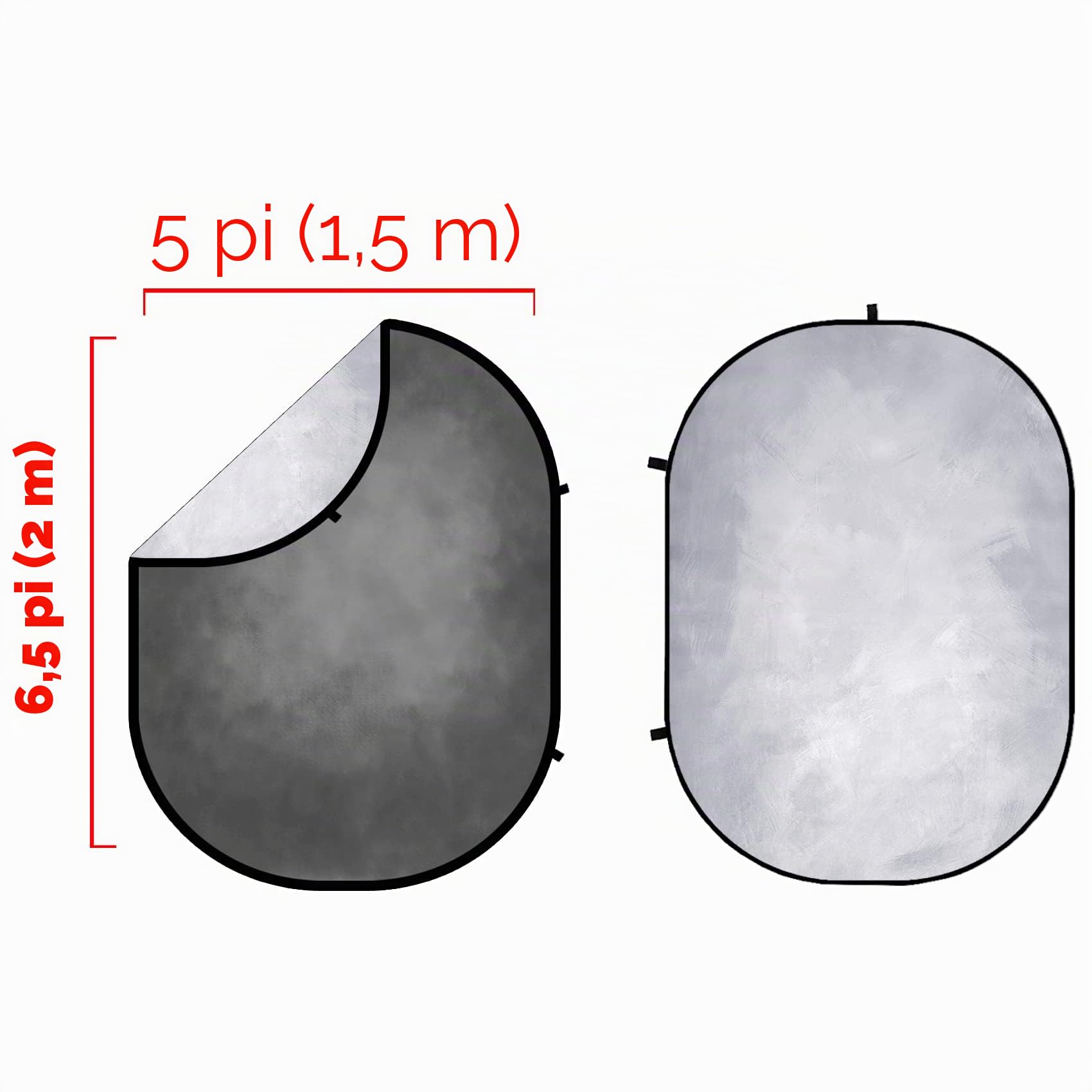 Kate Toile de Fond Pliable Double Face Gris Clair/Gris Foncé pour Photoshoot Pop Up Photographie Toile de Fond Pliable Fond Photo Pliable (5x6.5ft/1.5x2m)