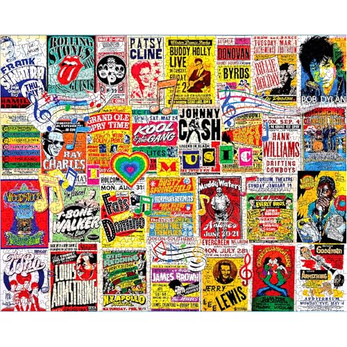 Rompecabezas White Mountain de 1000 piezas: 'I Love Music', collage nostálgico, piezas grandes, regalo para adultos y familia, 24" x 30" miniatura 3