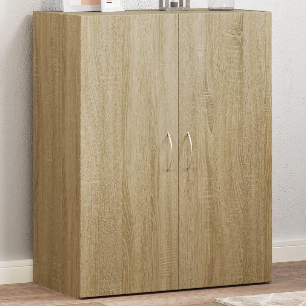Armadietto in rovere Sonoma, 60 x 32 x 77,5 cm, con serratura richiudibile, per ufficio, casa, archivio, documenti, cartelle, cartelle sospese, cassetti, metallo e legno