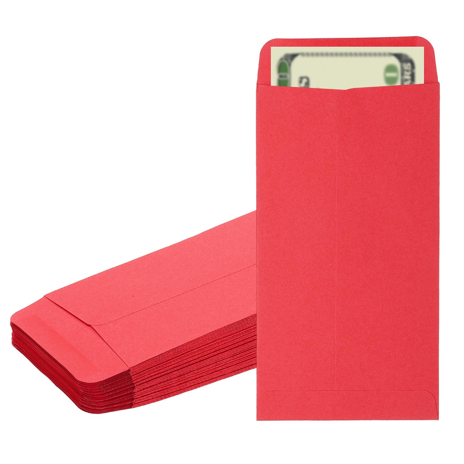 PATIKIL Money Envelope, 50 Pack 6.5" x 3.5" Cash Envelopes Money Holder Bags Budgeting Saving Challenge Letter for Gift Coins Checks Tickets Jewelry Passport Card, Red