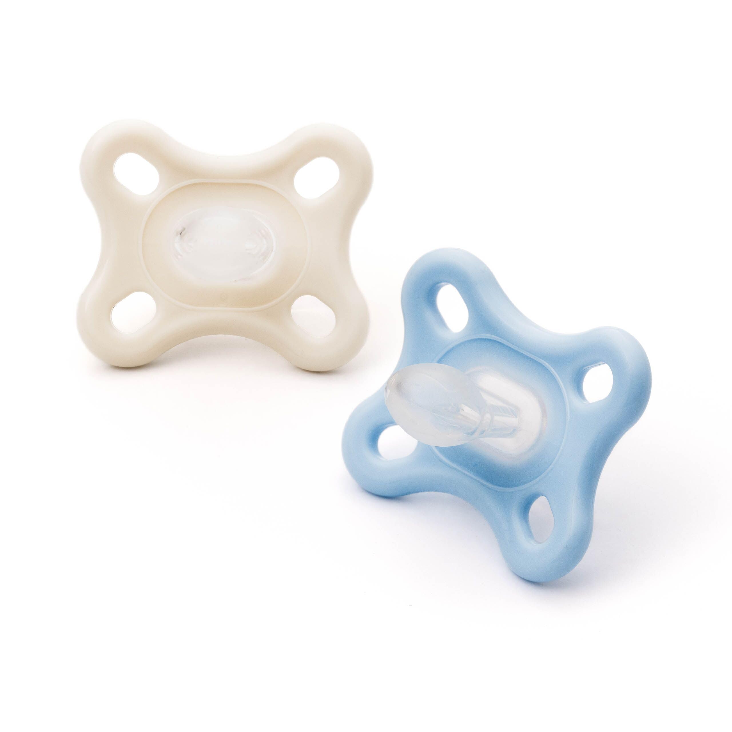 MAM Comfort Soothers | 0-3 Months | 2 Pack | Newborn Dummies | Comes in Dummy Steriliser Case | Sustainable Materials | Baby Accessories for Newborn | Blue (Various Designs)