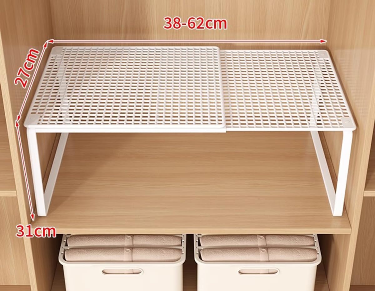 Spannstange für Schrank Erweiterbares Metallregal Verstellbarer Organizer für Küche, Kleiderschrank und Badezimmer (Weiß)