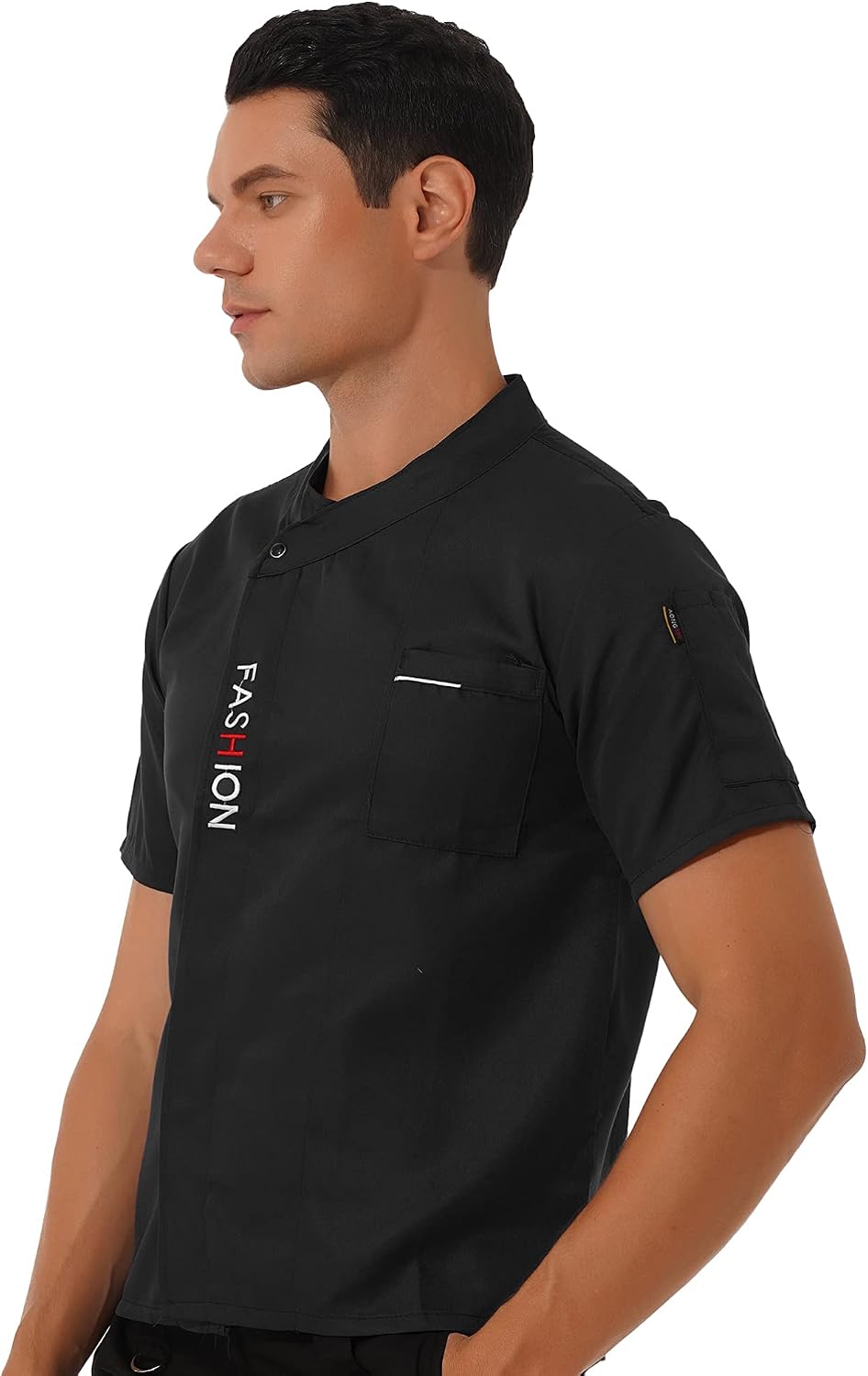 CHICTRY Unisex Chef Coat Men's Short Sleeve Chef Jacket Restaurant Kitchen Cooking Button Chef Uniform