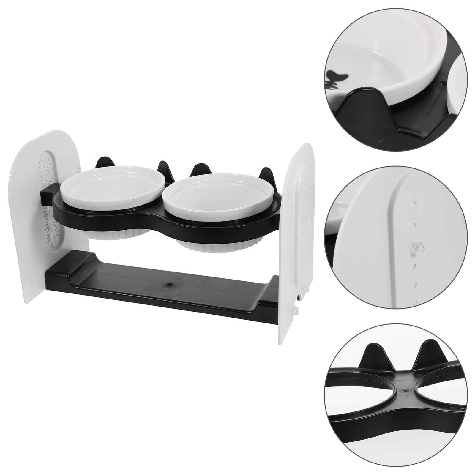 Keramik Doppelnapf mit Neigungsdesign, 1 Satz, Schwarz