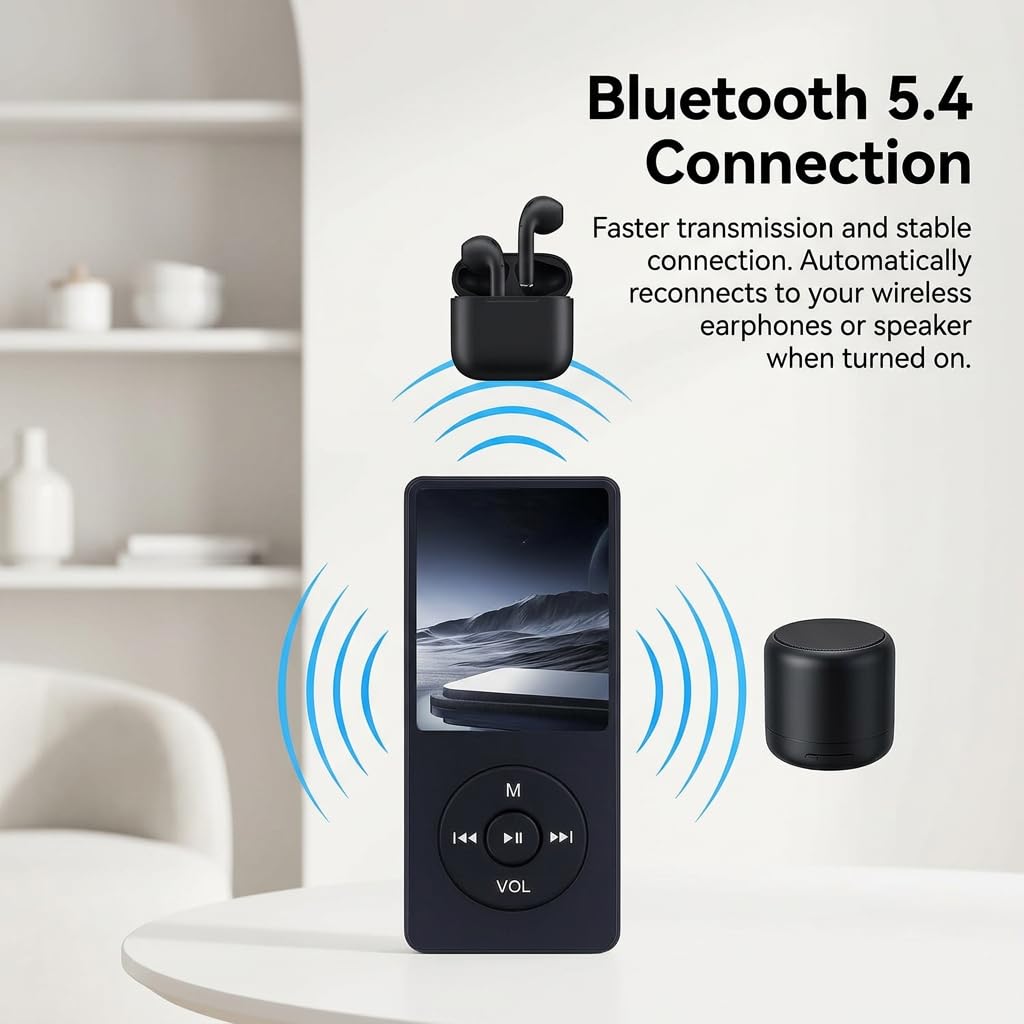 32GB MP3 Lecteur de Musique HiFi Portable sans Perte avec Bleu, with 1.8 inch LCD Screen and Memory Card Slot,Max Support 32GB Memory Card,Appareil Multifonctionnel pour Sport et Enfants