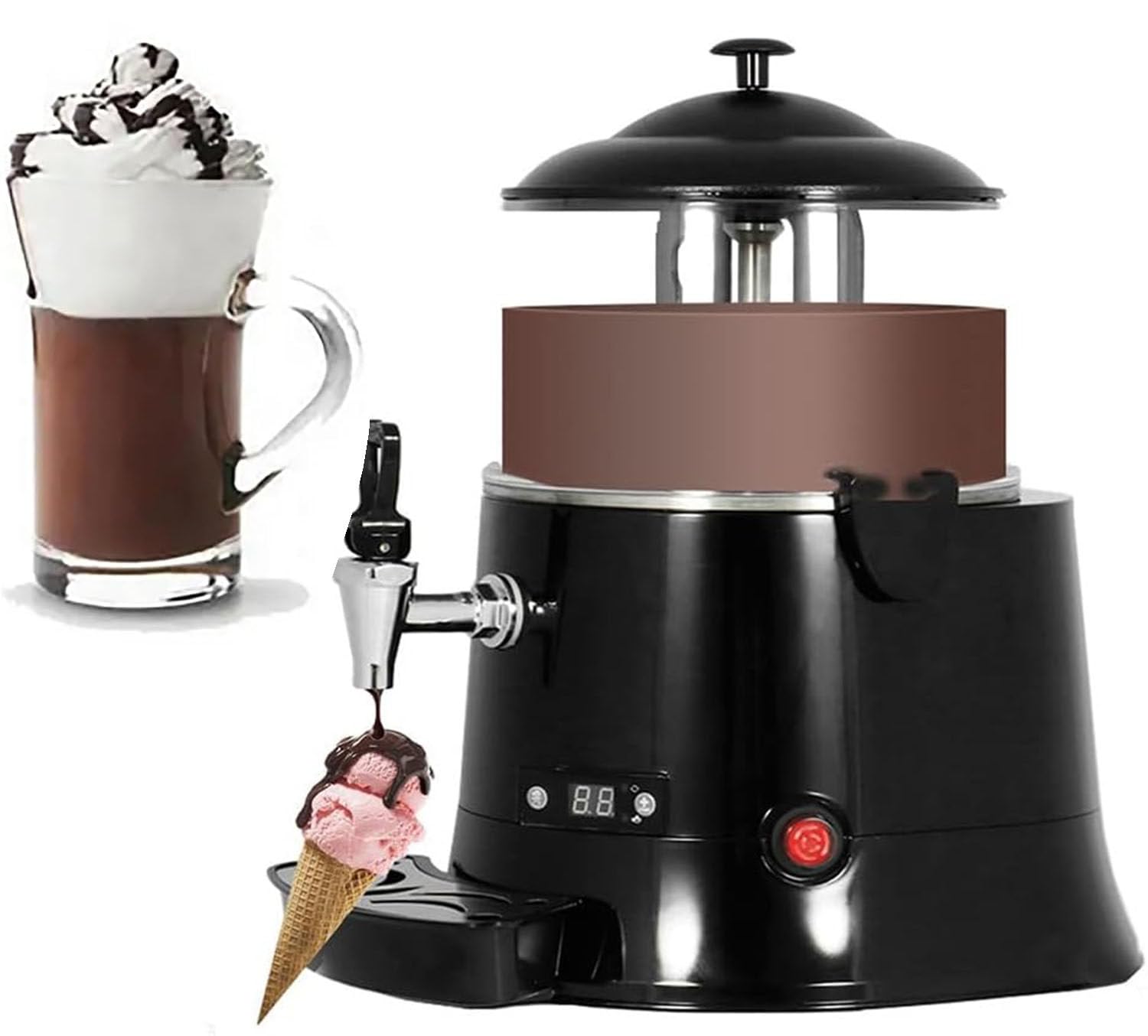 Macchina elettrica per cioccolata calda con regolazione 0-90 ℃, dispenser da 5 l per riscaldare cioccolato, caffè, latte, tè e succhi di frutta