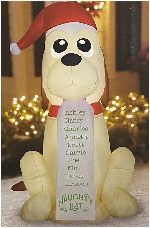 Gemmy Holiday Time Inflatable - Dog with Naughty List (5.5 ft. Tall)