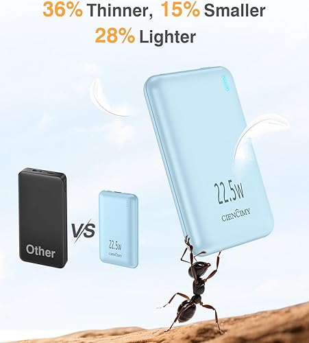 Portable Charger Power Bank,Portable Phone Charger 10000mAh,22.5W Fast Charging with Built in Cables,Travel Battery Pack Compatible with iPhone 17/16/15/14/13,Android, iPad,Airpods(Pink)(Blue)